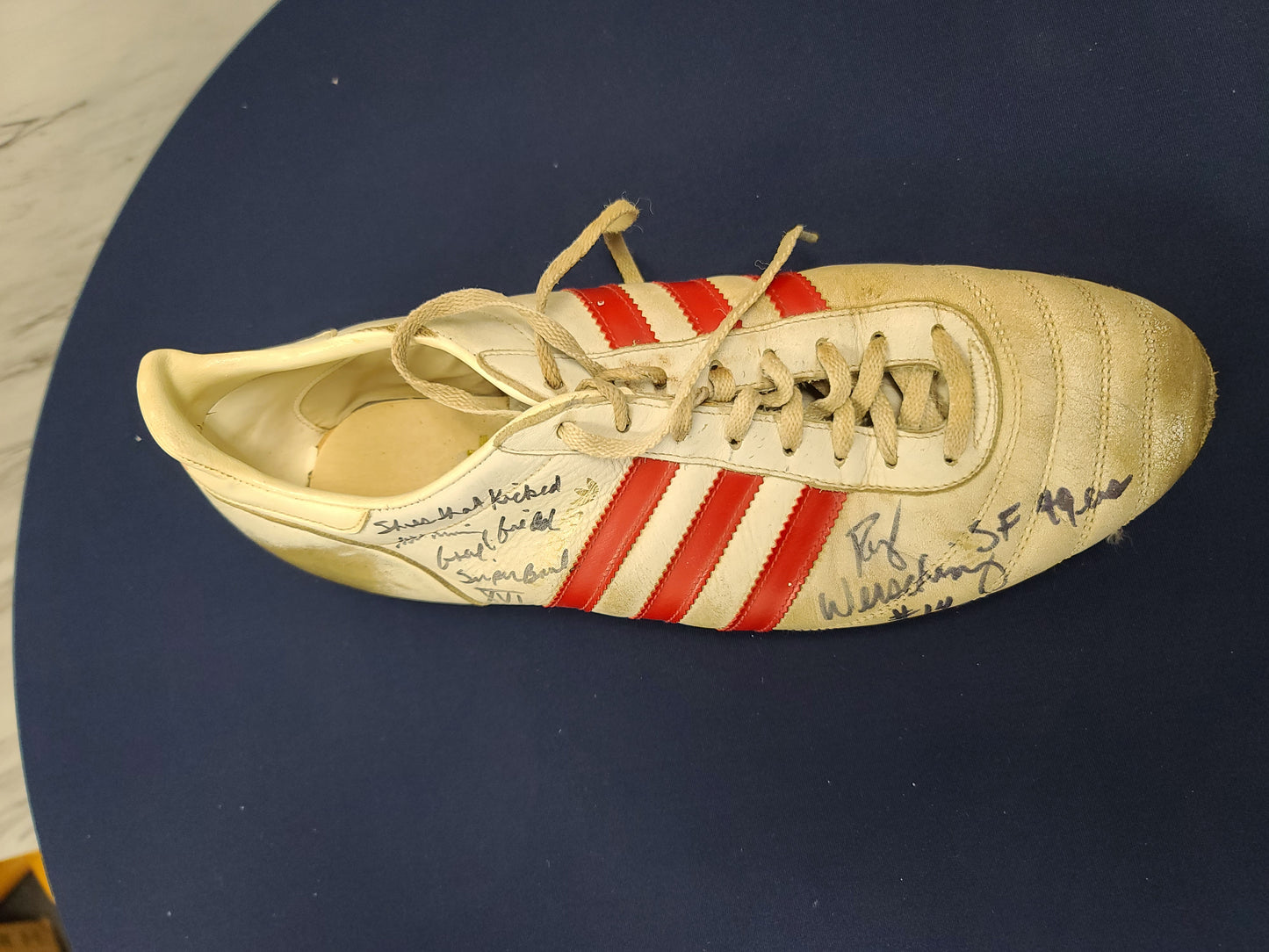 San Francisco 49ers 1981-82 Signed Super Bowl Winning Game Used/Worn Shoes by Ray Wersching with inscription “Shoes that kicked the Game Winning Field Goal Super Bowl XVI”