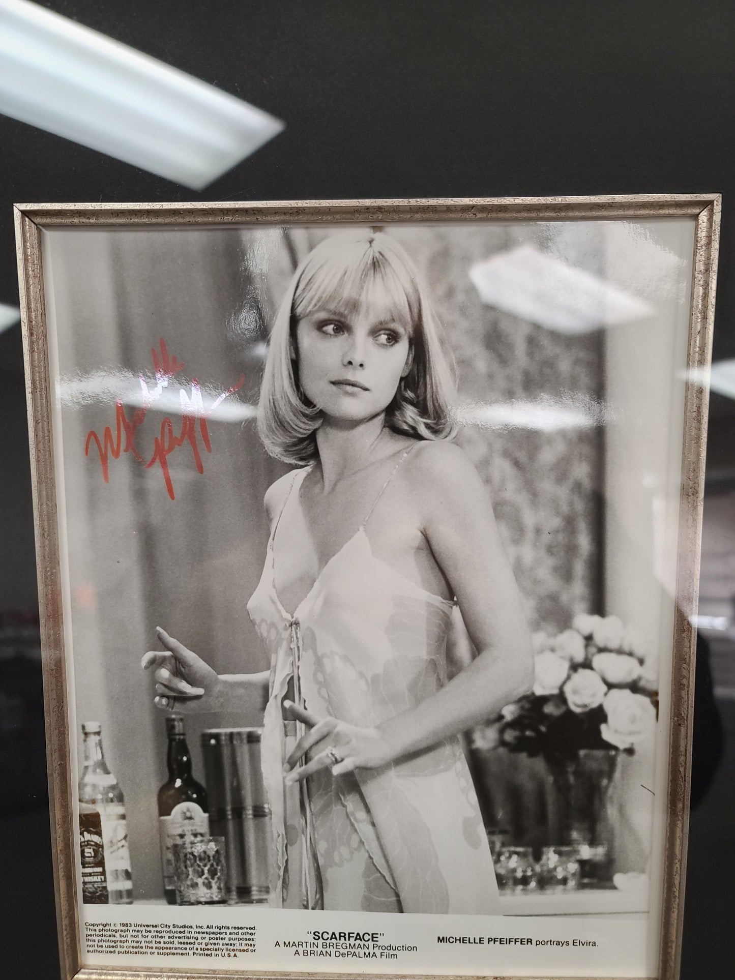 Framed Scarface Al Pacino and Michelle Pfeiffer dual signed photos