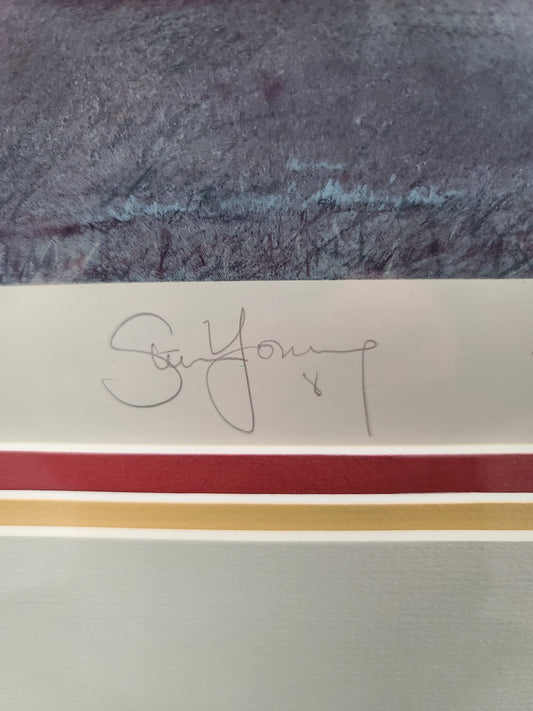Steve Young framed signed lithograph — A Historic Keepsake