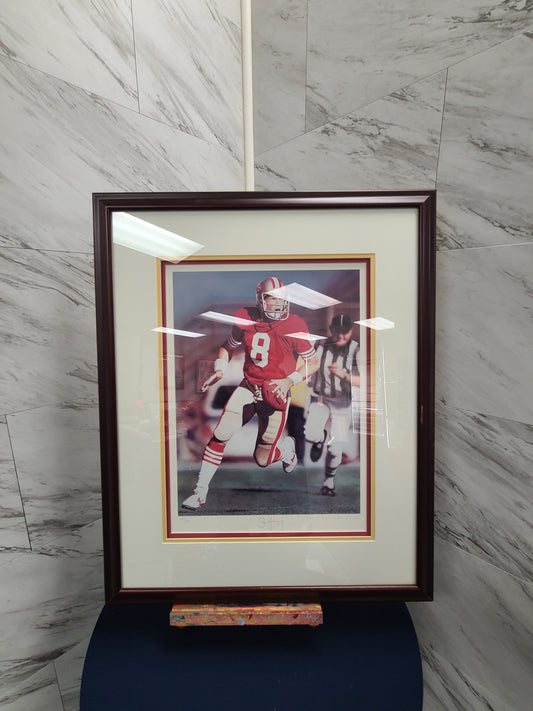 Steve Young framed signed lithograph — A Historic Keepsake