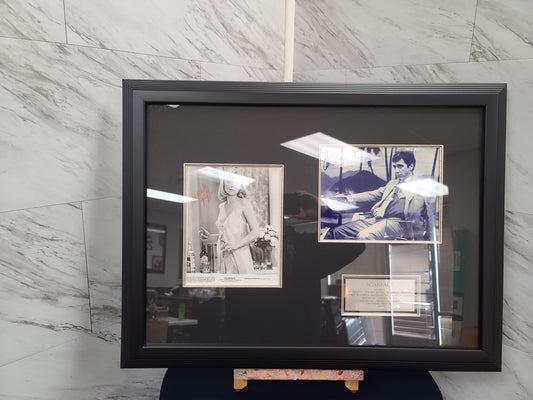 Framed Scarface Al Pacino and Michelle Pfeiffer dual signed photos