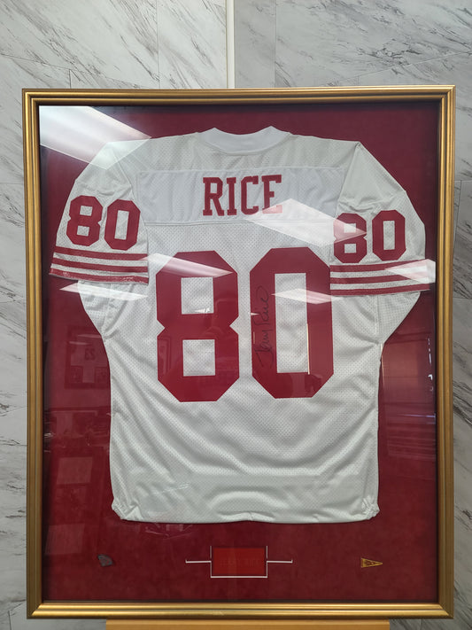 Framed Autographed Jerry Rice Jersey - Own a Piece of Football History